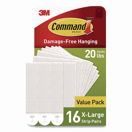 Command Picture Hanging Strips, X-Large, Removable, Holds up to 20 lbs per 4 Strips, White, 16PK 17217-16NA