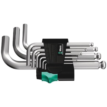 Wera 950/9 Hex-Plus 3 L-key set, metric, chrome-plated, 9 pieces 5133163001
