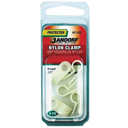 Jandorf Cable Clamp, 1/4 in Max Bundle Dia, 3/8 in W, Nylon, Natural 61466