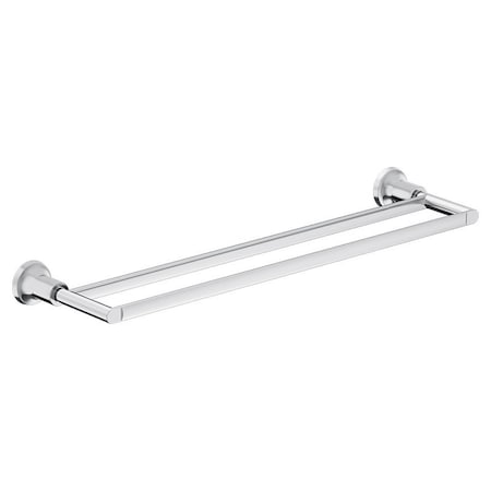 Moen Zyla Series Double Towel Bar, 24 in L Rod, Zinc, Chrome, Wall Y1622CH
