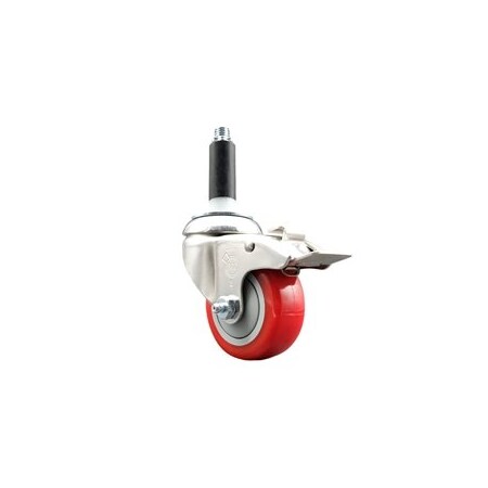 Service Caster 3.5 Inch 316SS Red Poly Swivel 7/8 Inch Expanding Stem Caster Lock Brake SCC SCC-SS316TTLEX20S3514-PPUB-RED-78