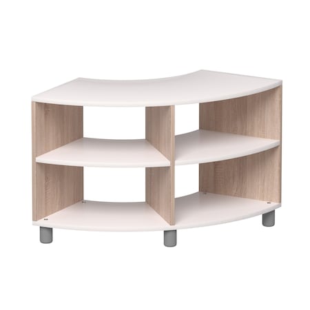 Beleduc By Playwell Verona 41inx17.2in Low Curved Foldable Shelf, Double-Sided, White/Oak HPL, 22.9inH, Ages 3+ 846051