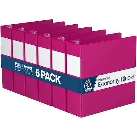 Davis Group Premium Economy, Angle D Ring, Binder, (Pink, 3"), PK6 2305-43-06