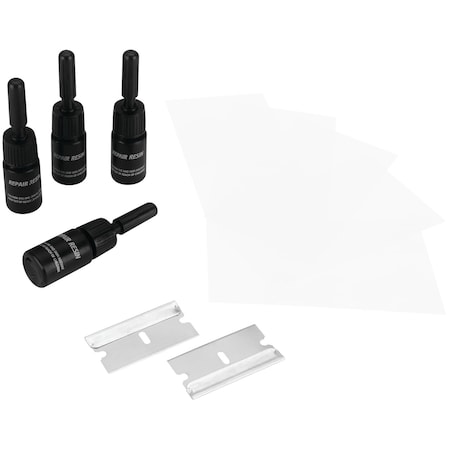 Performance Tool Windshield Repair Kit, Refill Resin, Curing Strips, Razor Blades W3072