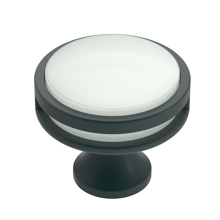 Amerock Oberon 1-3/8 in 35 mm Diameter Matte Black/Frosted Cabinet Knob BP36608MBFA