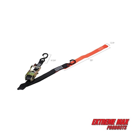 Extreme Max 5900.1145 Utility Ratchet Tie-Down Strap - 1.5", 2000 lbs., Pack of 2 5900.1145