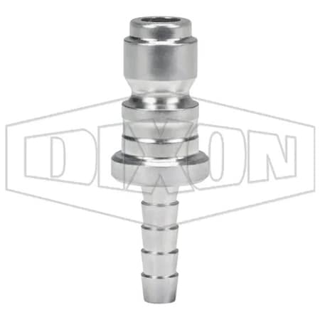 Dixon J Series Tru-Flate Quick Connect Plug, 1/4 in Nominal, Quick-Disconnect Plug x Hose Barb, Steel, Dom J3S2