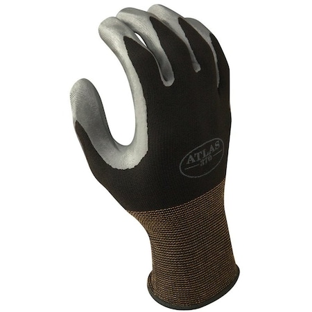 Showa Atlas HighFlexibility Protective Gloves, S, Knit Wrist Cuff, Nitrile Glove, BlackGray 370BS-06.RT