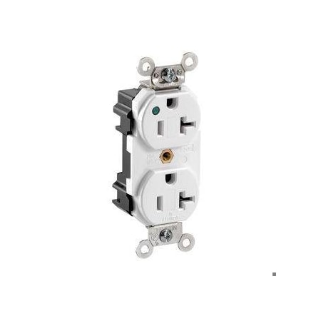 Leviton Straight Blade Receptacle, 5-20R, 20 A, 125V AC, Flush Mount, Self-Grounded M8300-PLW