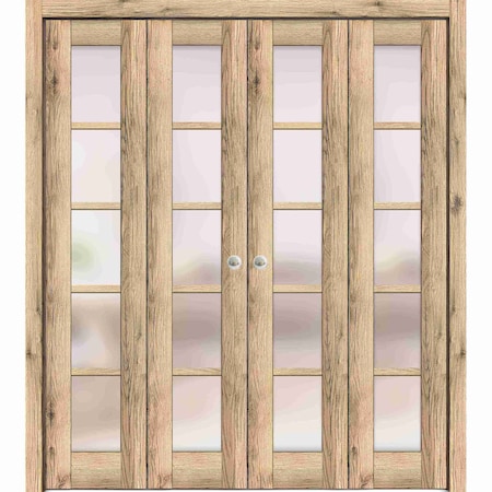 Sartodoors Sliding Closet Double Bi-fold Doors Oak Solid Core Modern Interior QUADRO4002DBF-DUB-96 x 96 (4* 24x96)