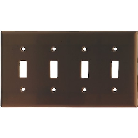 Eaton Wiring Devices Wallplate, 4-1/2 in L, 8.19 in W, 4 -Gang, Thermoset, Brown, High-Gloss 2154B-BOX