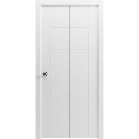 Vdomdoors Sliding Closet Bi-fold Doors 56 x 96 inches, Mela 0716 Painted White, Sturdy Tracks Moldings Trims MELA0716BF-BEM-56 x 96 (2* 28x96)