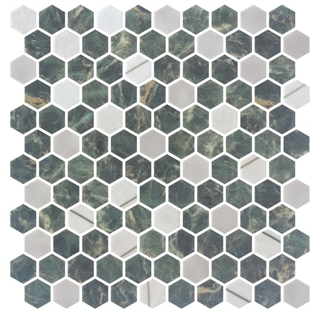 Andova Tiles Avery 1-in. Honeycomb Polished Upcycled Glass Floor and Wall Mosaic Tile ANDAVE1244