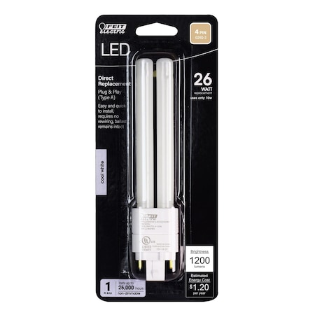 Feit Electric Feit Linear PL GX24Q-3 4-Pin LED Bulb Cool White 26 Watt Equivalence 1 pk PL26E/H/841/LED
