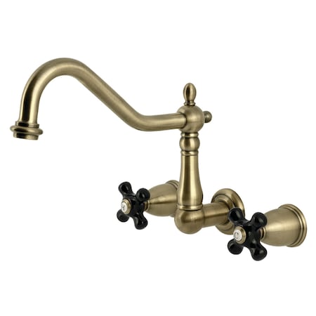 Kingston Brass Two-Handle Wall Mount Kitchen Faucet, Antique Brass KS1283PKX