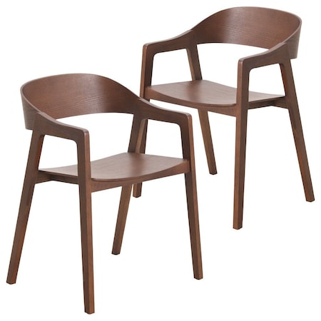 Leisuremod Rivo Collection Elegant Dining Chair in Dark Walnut Color Wood, 2PK RC20DRW2