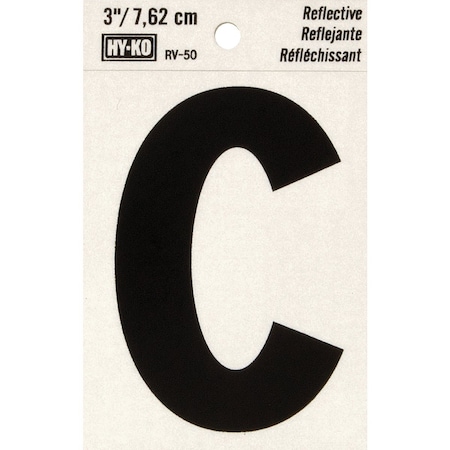 Hy-Ko Vinyl 3'' Reflective Adhesive Letter C RV-50C
