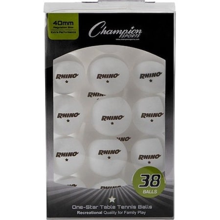 Champion Sports Champion Sports 1STAR38WH 4.75 x 3.75 x 7.9 in. 1 Star Table Tennis; White - 38 per Pack 1STR38WH