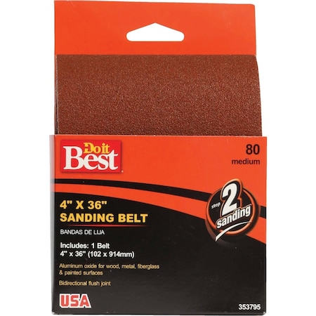 Do It Best 4''x36'' 80 Grit Hvy Dty Sanding Belt 353795