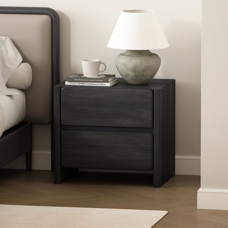 Manhattan Comfort Linda 24in Nightstand in Charcoal Gray (2-Drawer) NS015-GY