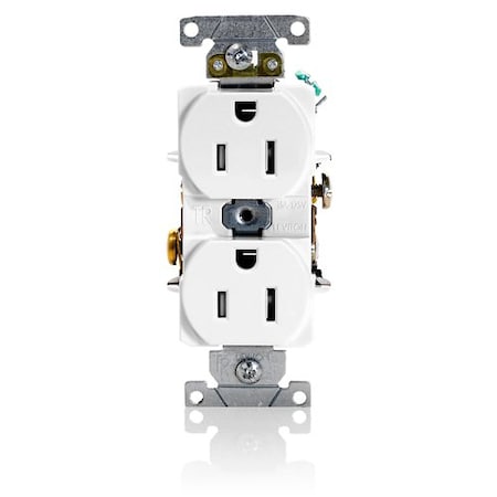 Leviton Duplex Receptacle, 15A, White, 125V T5262-W