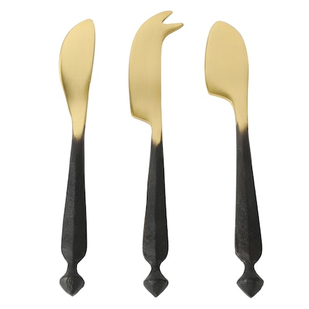 Cravings By Chrissy Teigen 3 Piece Brass Cheese Knife Set with Black Handles 96213.03