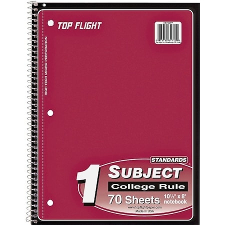 Top Flight WB705PFW Series College Rule Notebook, Micro-Perforated Sheet, 70-Sheet, Wirebound Binding 4510821