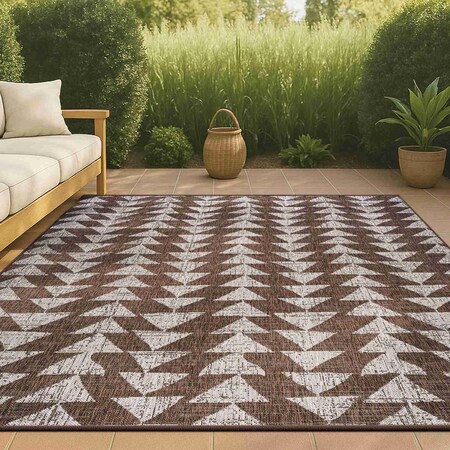 Jonathan Y Andratx Modern Tribal Geometric Brown/Beige 4 ft. x 6 ft. Indoor/Outdoor Area Rug SMB126A-4