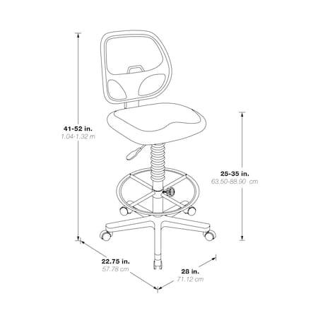 Office Star Vinyl Drafting Chair, 24" to 34-7/8", Black DC2990V