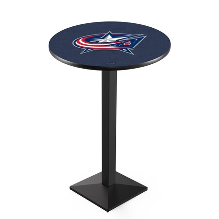 Holland Bar Stool Co 36" Blk Wrinkle Columbus Blue Jackets Pub Table, 36" dia. Top L217B3636ColBlu