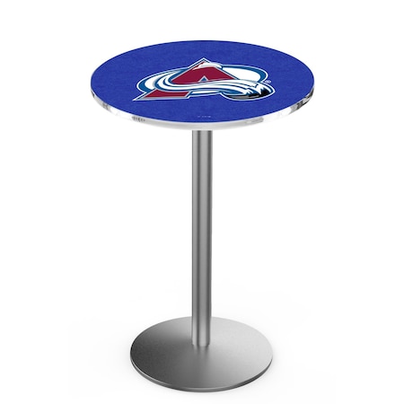 Holland Bar Stool Co 42" Stainless Steel Colorado Avalanche Pub Table, 36" dia. Top L214S4236ColAva
