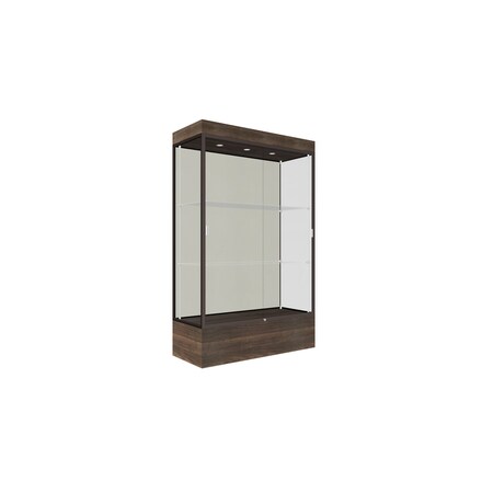 Ghent 76''H x 48''W x 20''D Edge Display Case 12'' Base w/ White Back & Dark Bronze Frame 94LFWH-BZ-CTK