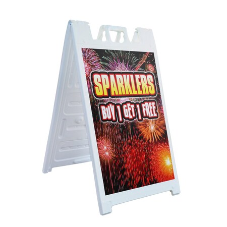 Signmission Sparklers Buy Get Free, A-Frame & 2 Sign Inserts, Heavy-Duty Plastic Frame SBHD-C-2436-Sparklers Buy 1 Get 1 Free