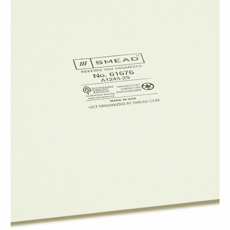 Smead 100 Recycled Filing Guides with Vertical ExtraWide Blank Tab, Gray, 25PK SMD61676