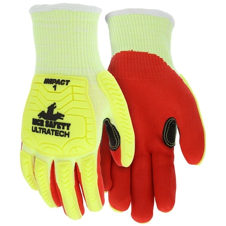 Mcr Safety Stitched Mechanics Gloves, XL, Sandy Nitrile Foam Coating, Knit Wrist Cuff, Resists: Abrasion, Cut UT1956XL