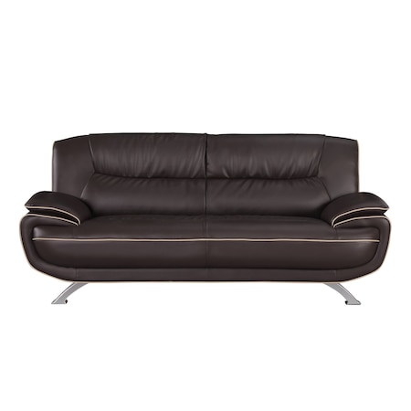 Homeroots 80" Brown Leather Sofa With Silver Legs 329463