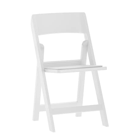 Flash Furniture Hercules Tucker White Lightweight Foldable Chair, Removable White Vinyl Padded Seat LE-L-1M-WH-GG