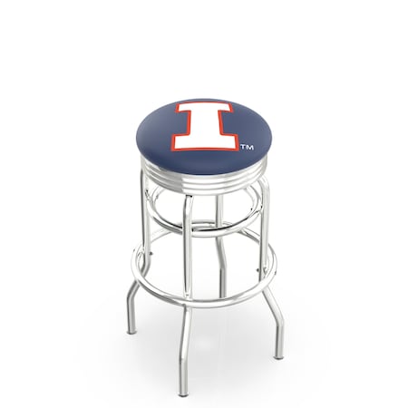 Holland Bar Stool Co 25" Chrome 2-Ring Illinois Swivel Bar Stool, Accent Ring L7C3C25IlliniU