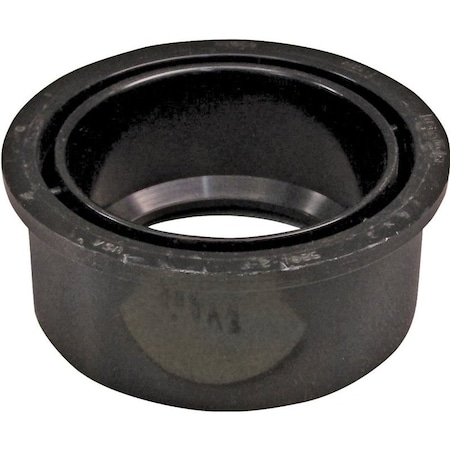 Genova CANPLAS Reducing Pipe Bushing, 4 x 3 in, Spigot x Hub, ABS, Black, 40 Schedule 102756BC