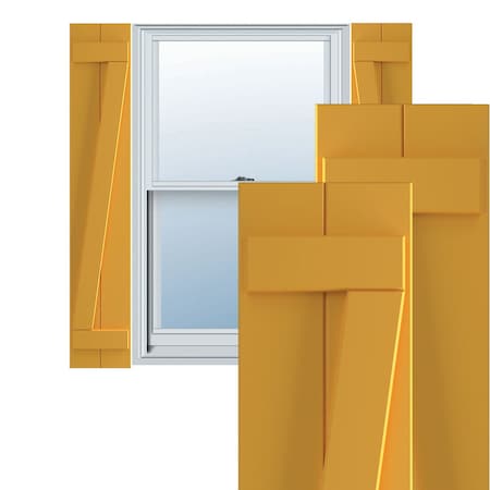 Ekena Millwork True Fit PVC, Two Board Joined Board-n-Batten Shutters w/Z-Bar, Turmeric , 10 3/4W x 32H, PR TFP102BBF11X032TU