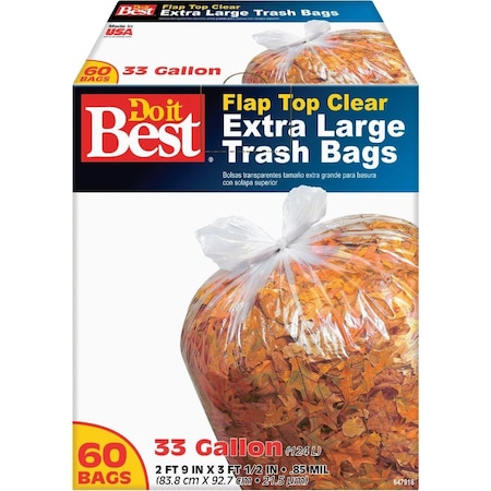 All-Source 33 Gal. Extra Large Clear Trash Bag, 60PK 647918