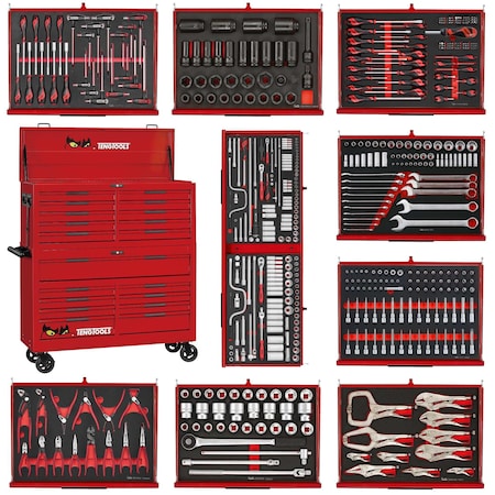 Teng Tools 1133 Piece PRO35 53 Inch Wide Ultimate EVA Foam Red Monster Mega Master Hand Tool Kit - T TKS53R1133F
