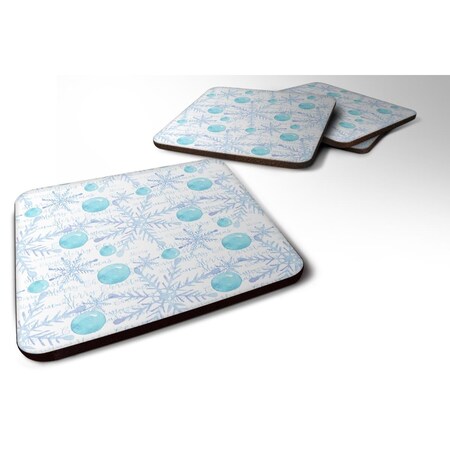 Carolines Treasures Winter Snowflakes on White Foam Coaster, Set of 4 BB7487FC