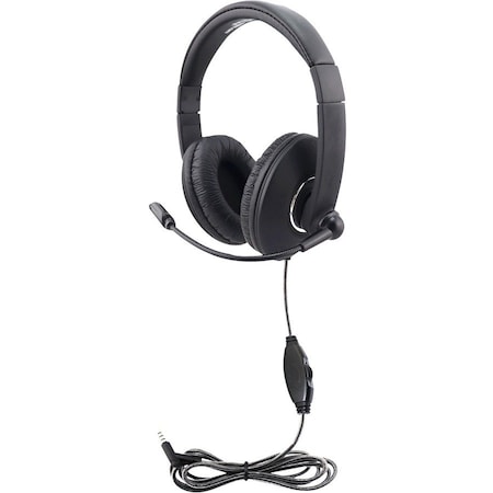 Hamiltonbuhl Hamilton Buhl Smart-Trek Mini Headset With In-Line Volume Control and 3.5mm TRRS Plug STM2BK