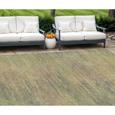 Homeroots 10' X 14' Artichoke Green Fern Green And Gold Abstract Washable Indoor Outdoor Area Rug 587193