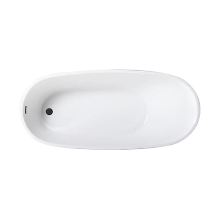 Kingston Brass 72" Acrylic Oval Single Slipper Freestanding Tub with Drain, Glossy White/Matte Black VTRS723228C310