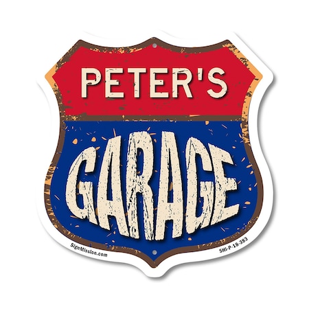 Signmission Peter's Garage, 18 Inch X 18 Inch, Plastic Sign SHI-P-18-383-PETER