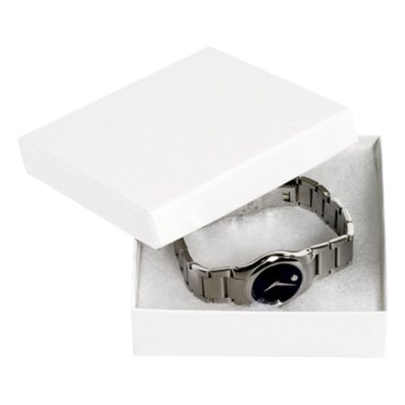 Partners Brand Jewelry Boxes, 3 1/2" x 3 1/2" x 1", White, PK100 JB331W