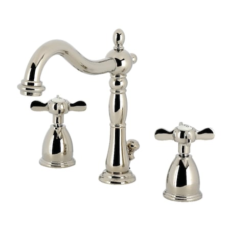 Kingston Brass Widespread Bathroom Faucet with Brass Pop-Up, Polished Nickel KB1976BEX