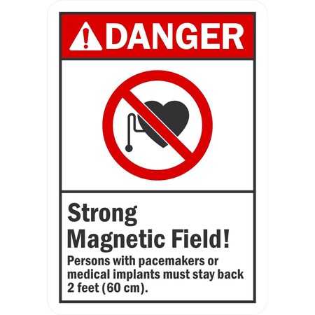 Lyle Danger Strong Magnetic Field! Persons With Pacemakers, 7x10, Non-Reflective, White G-17078-NA_7x10